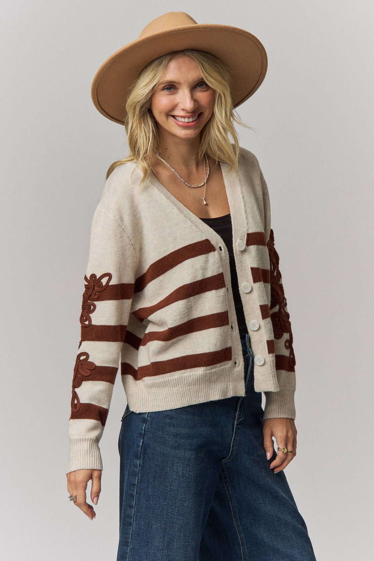 Classic Striped Button Down Cardigan