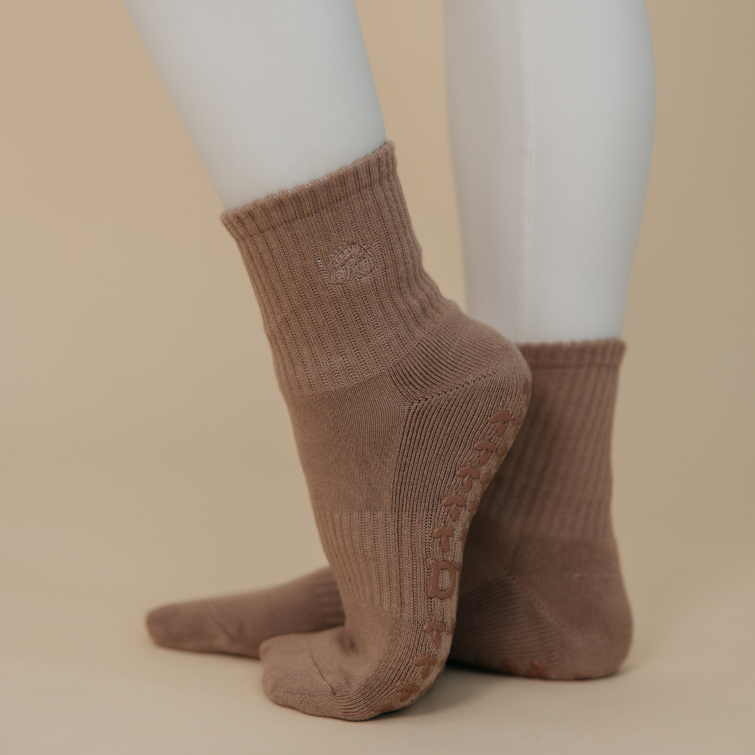 Light-Brown Neutral Pilates Grip Sock - Daily Grind