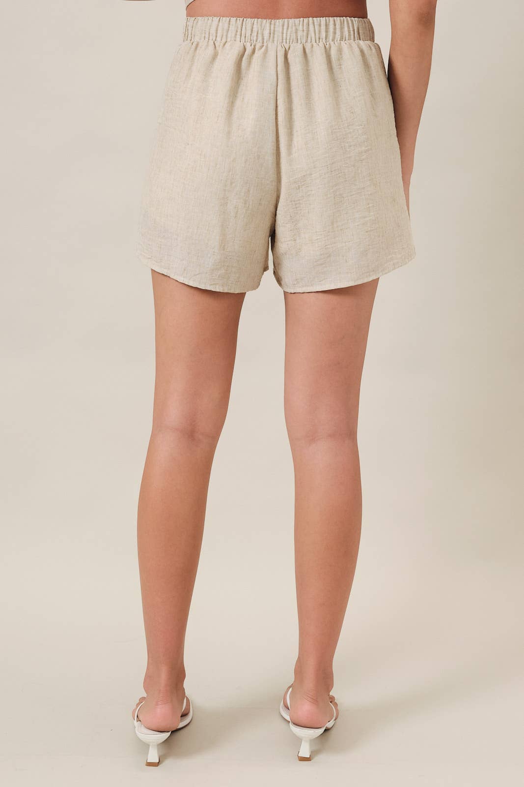 Pleated Drawstring Linen Shorts