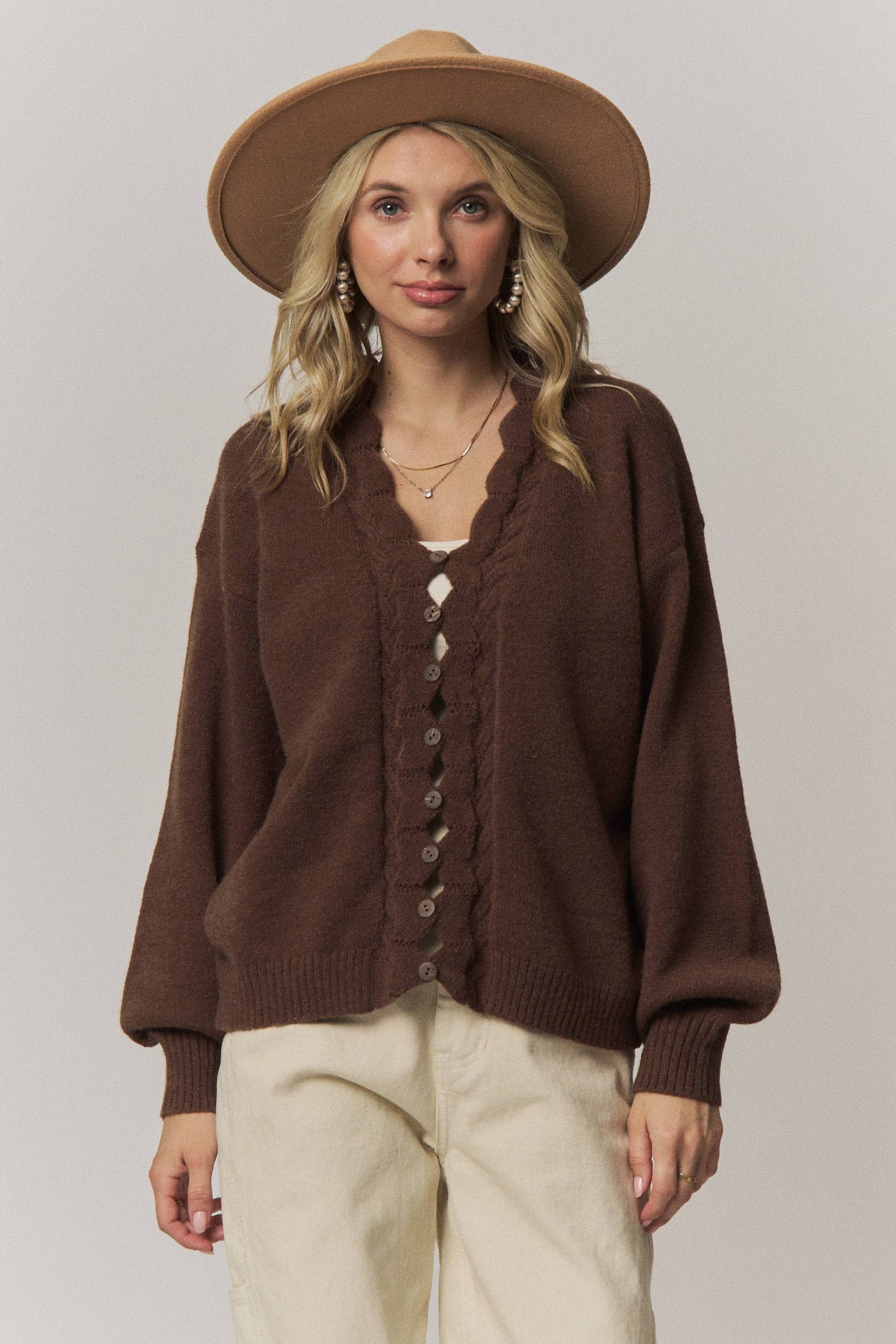 Scalloped Button Down Cardigan