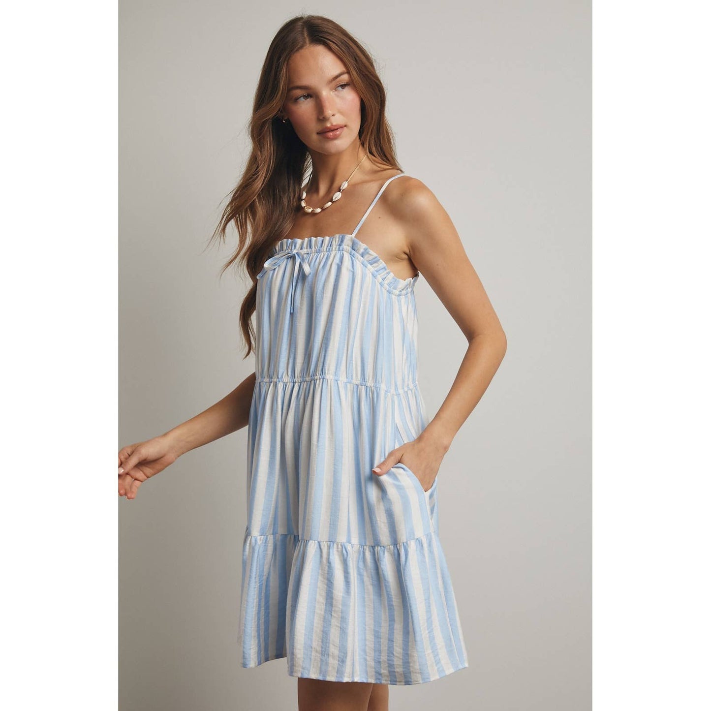 Striped Tiered Mini Dress