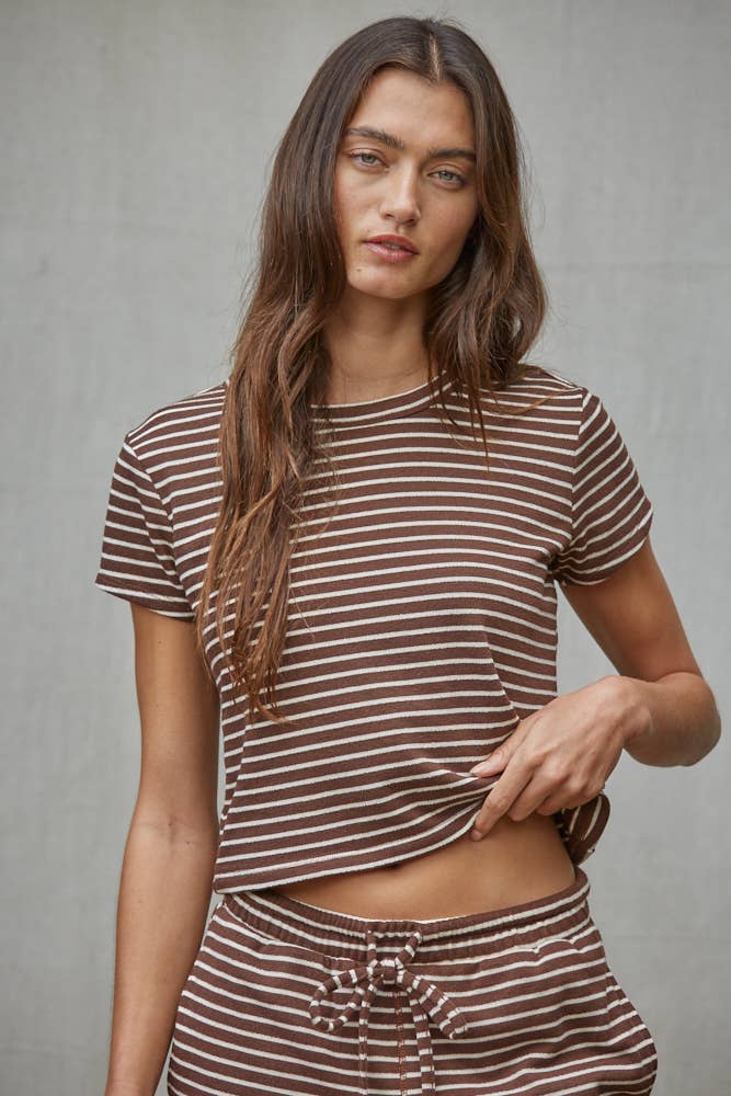 Knit Striped Short Sleeve Top