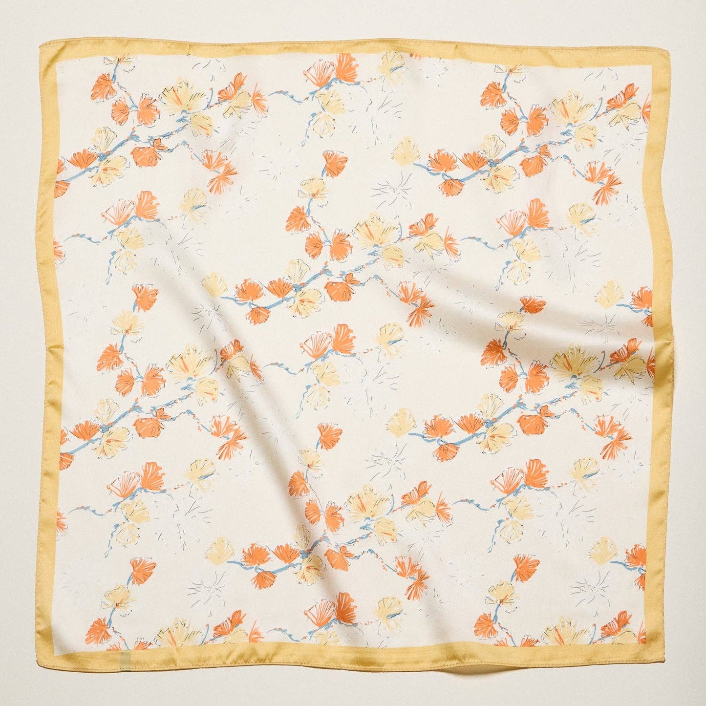 Soft Botanical Floral Branch Square Scarf