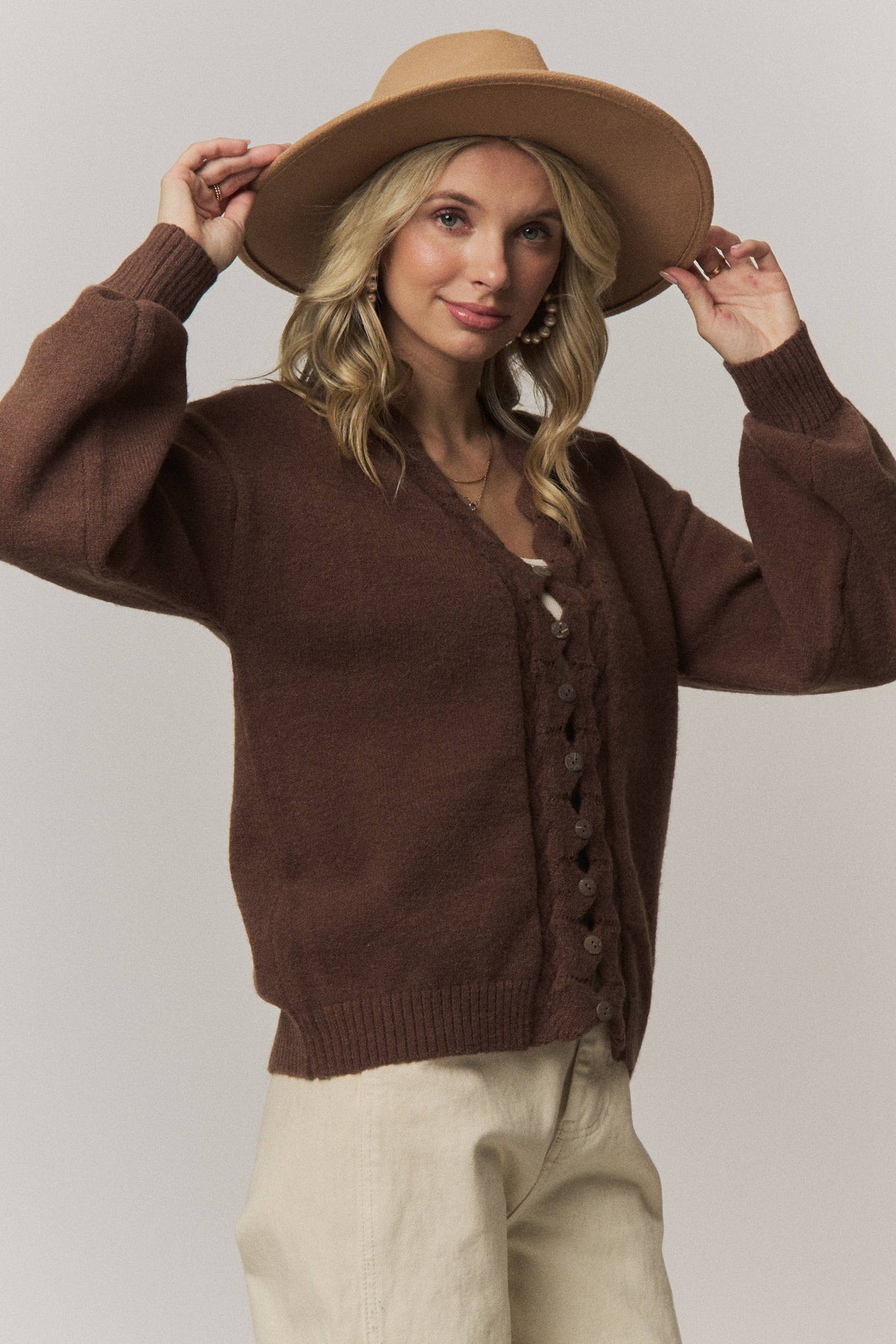 Scalloped Button Down Cardigan