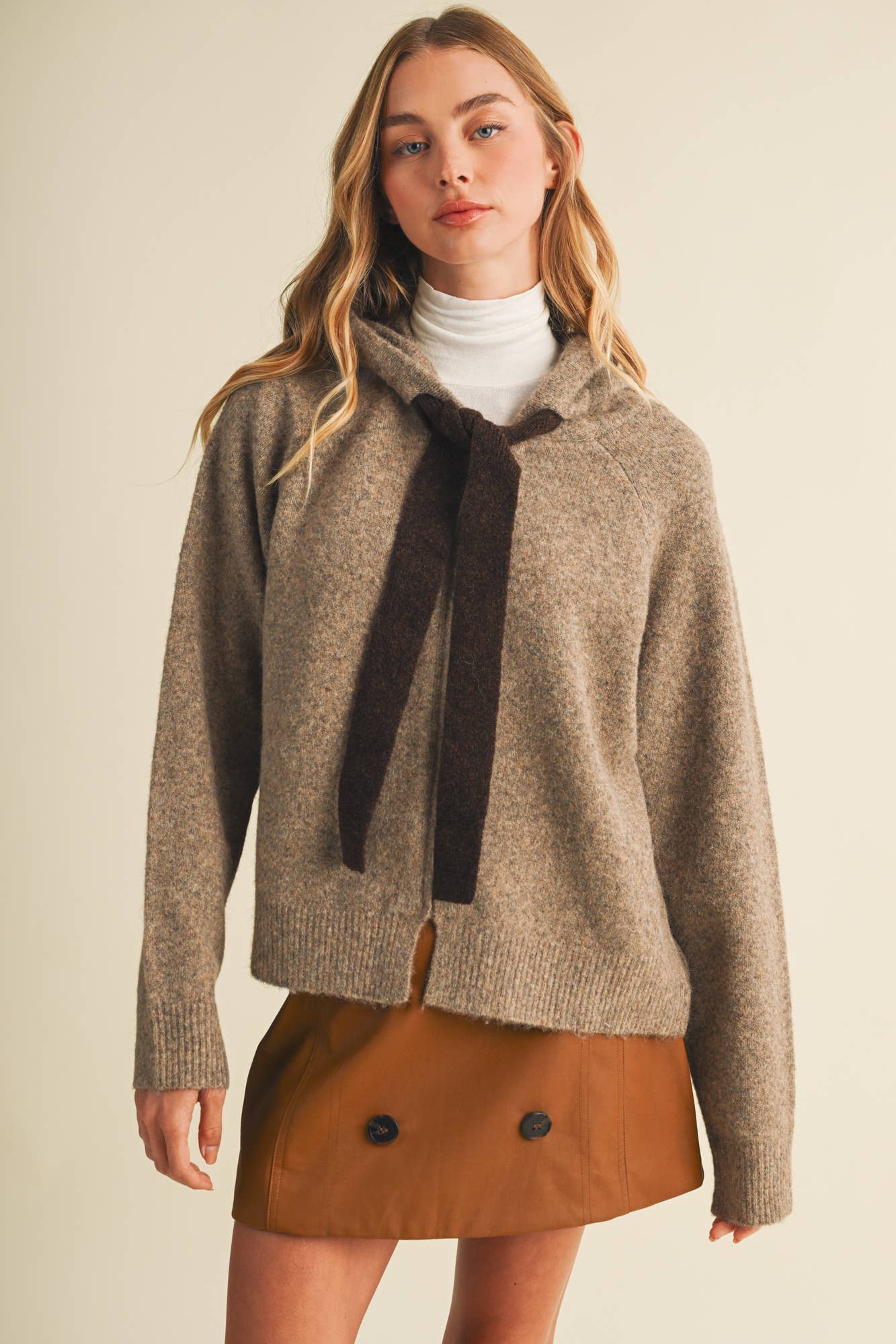 Drawstring Hooded Cardigan