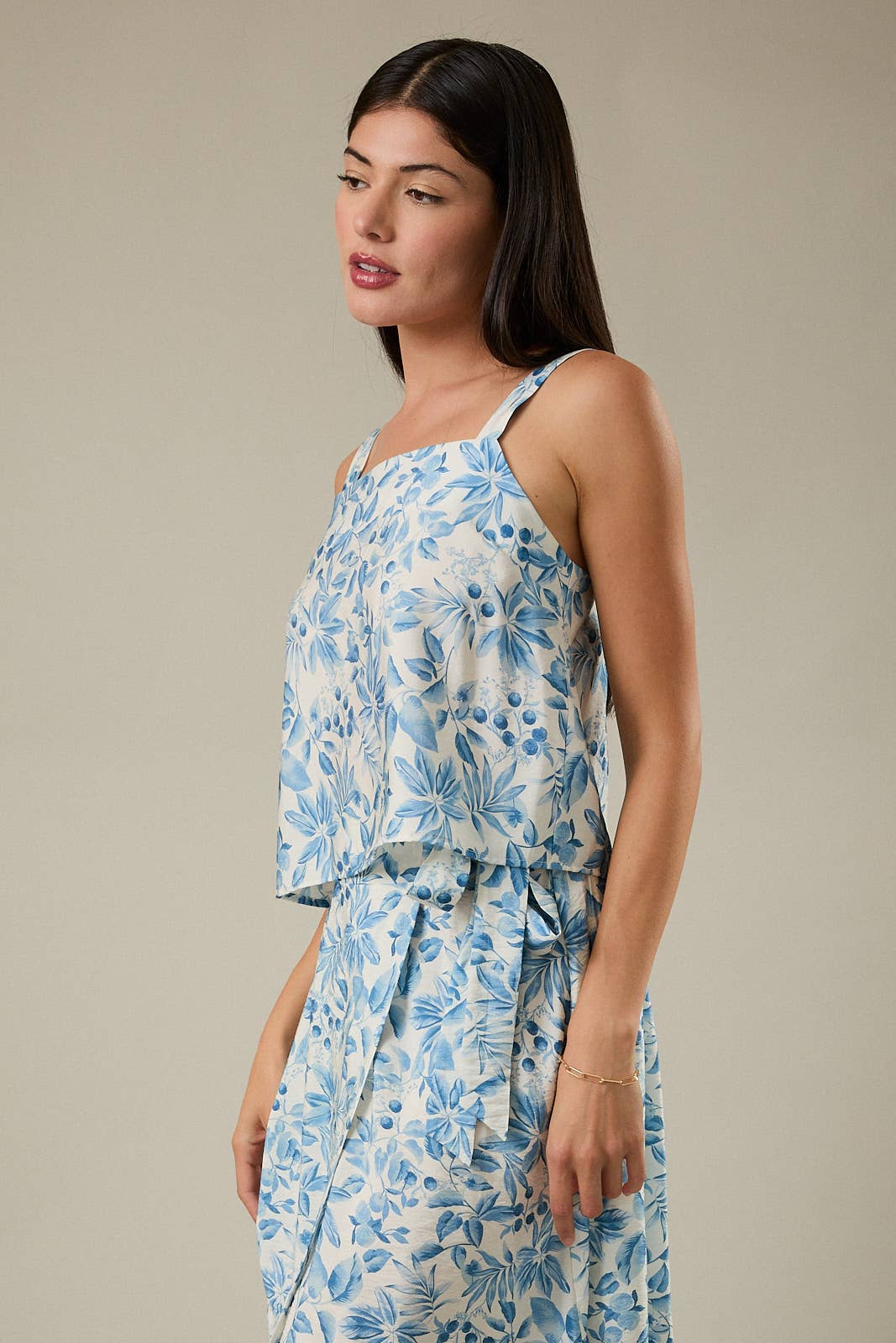 Square Neck Floral Top with Adjustable Straps