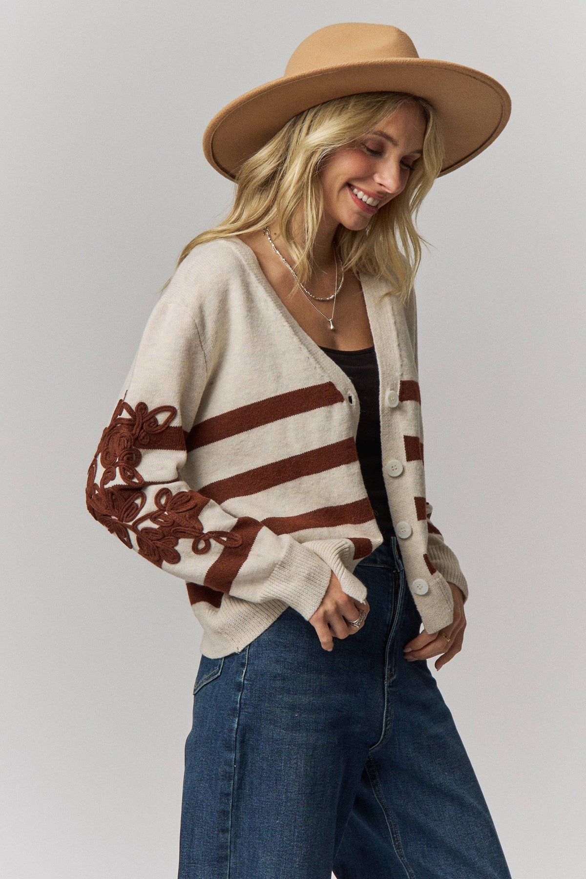 Classic Striped Button Down Cardigan