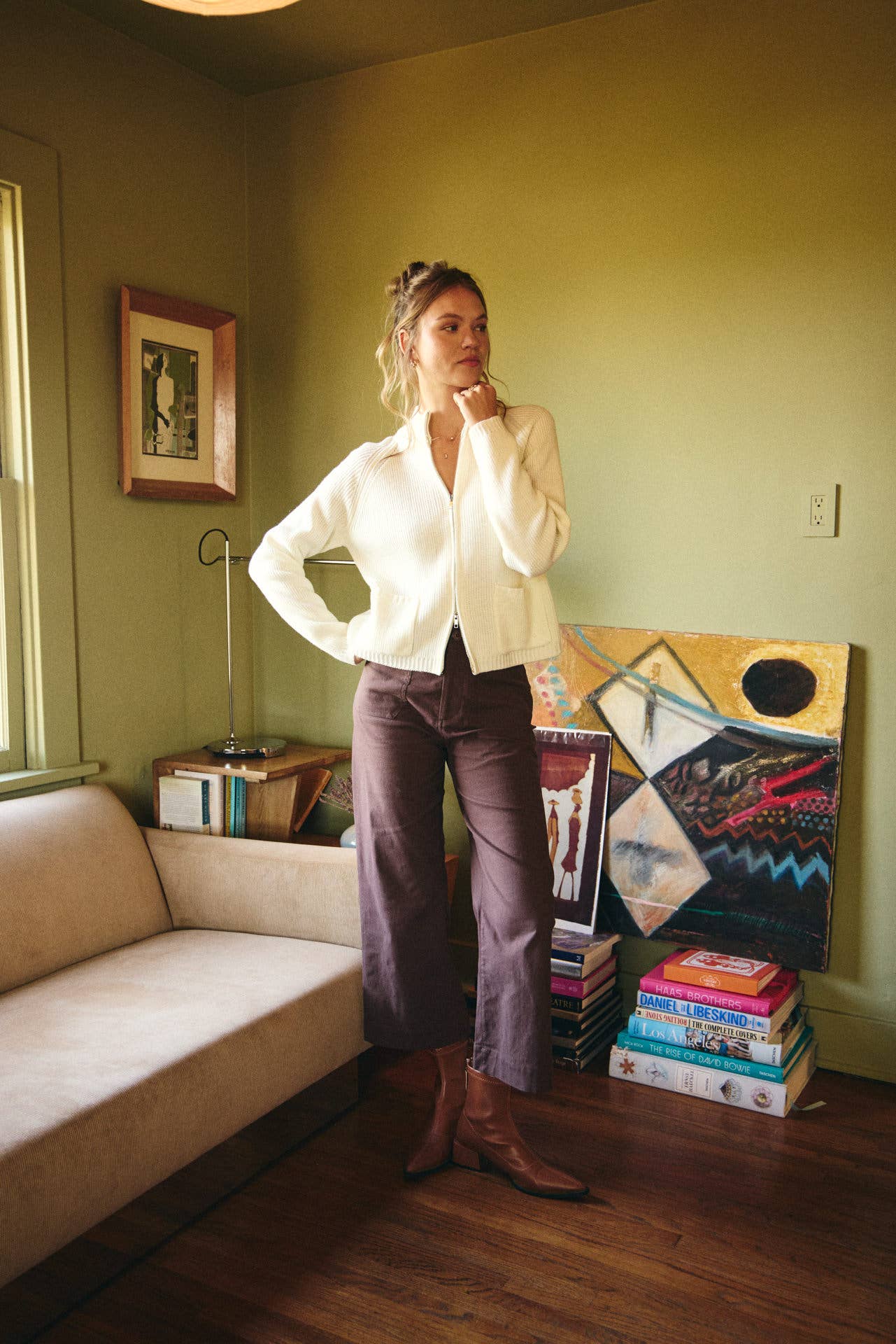 Stretchy Cotton Linen Ankle Pants
