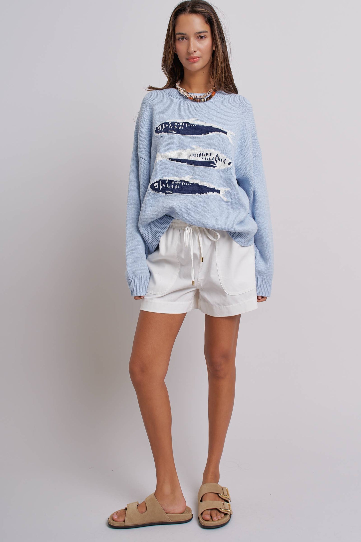Oversized Drop-Shoulder Sardine Knit Sweater
