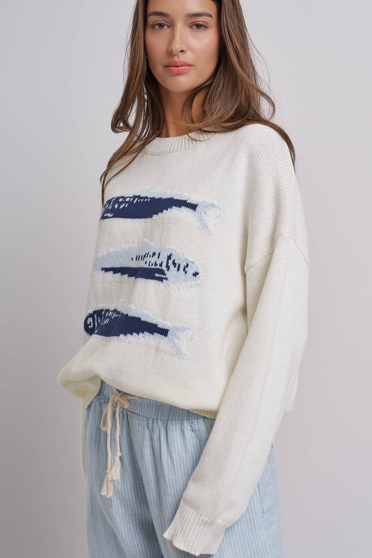 Oversized Drop-Shoulder Sardine Knit Sweater
