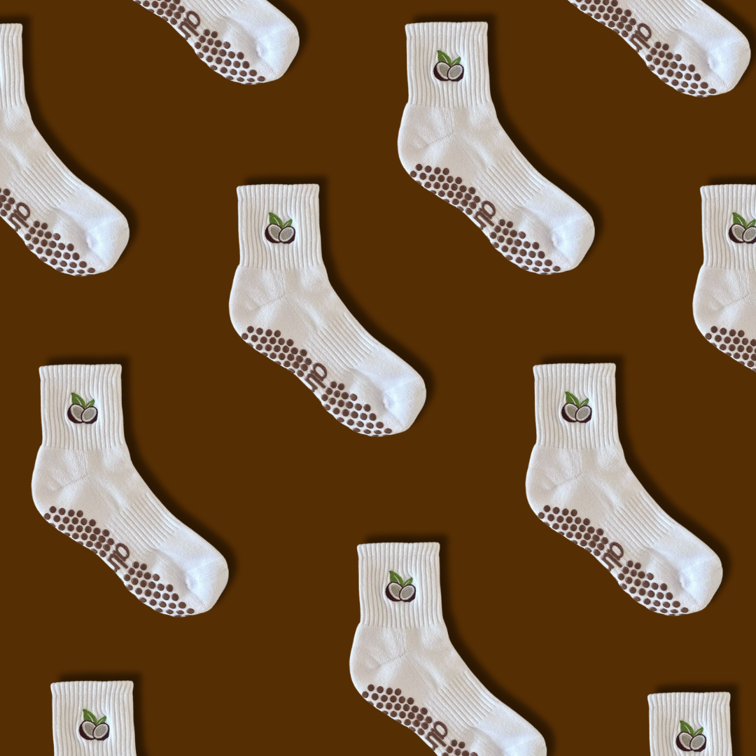 Coconut Pilates Grip Socks