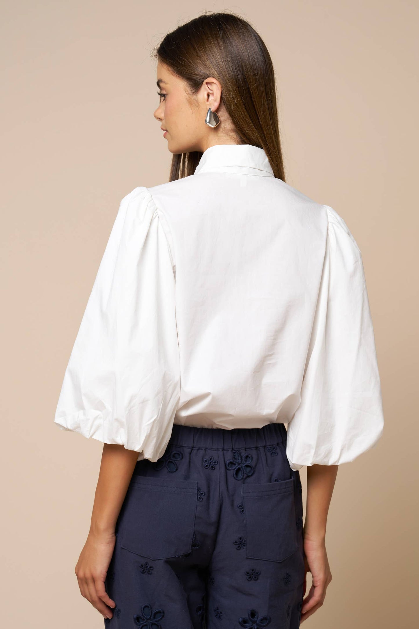 Puff Sleeve Button Down Blouse