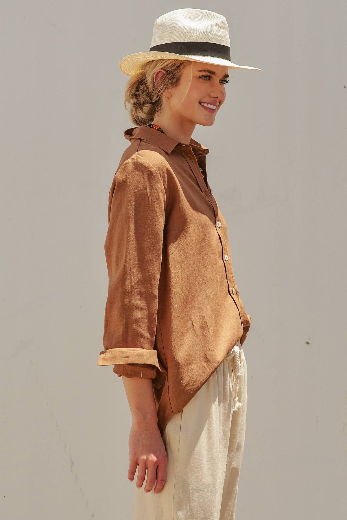 Linen Long Sleeve Button-Down Shirt