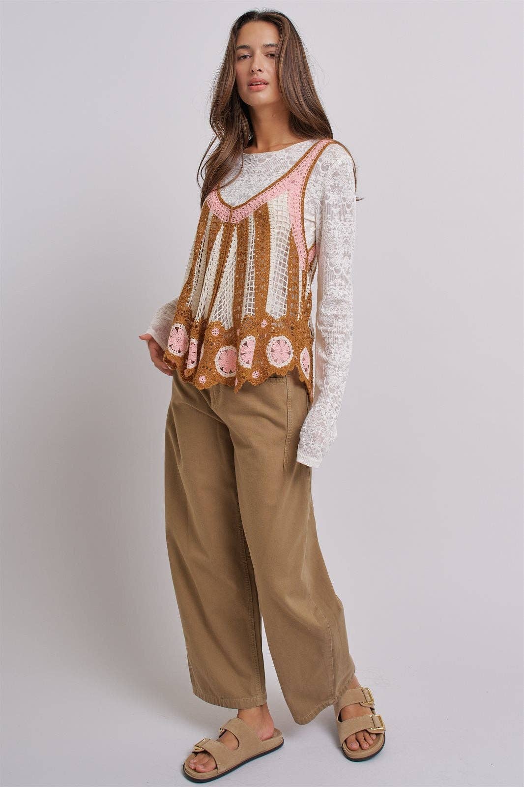 Cotton Barrel Leg High Rise Pants