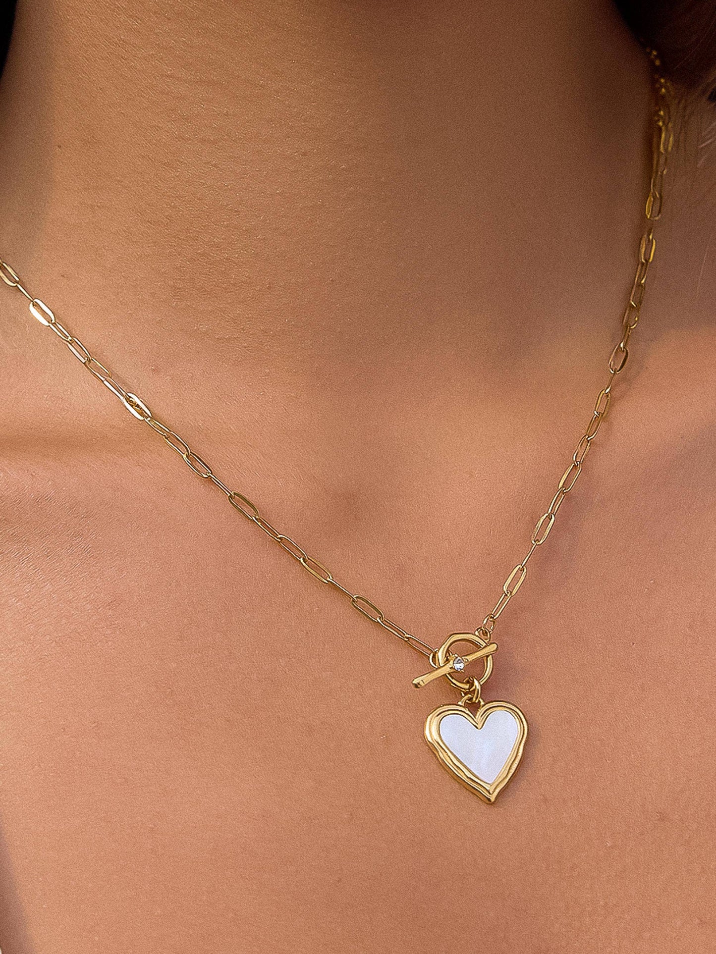 Nyelle 18K Gold Non-Tarnish Shell Heart Necklace