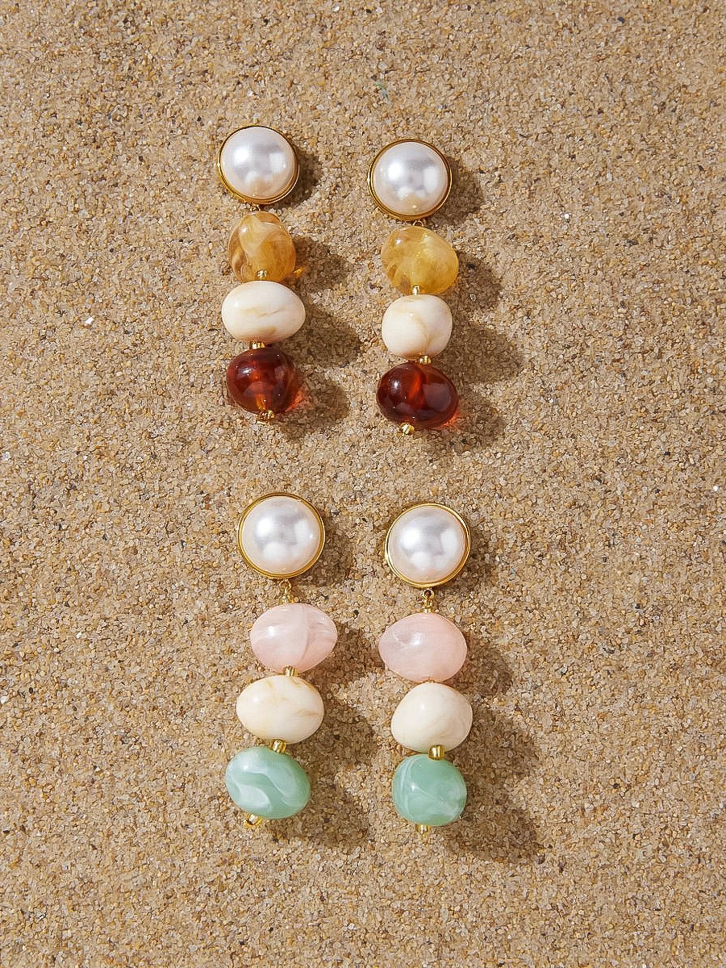 Alani 18K Gold Non-Tarnish Vintage Pastel Beaded Earring