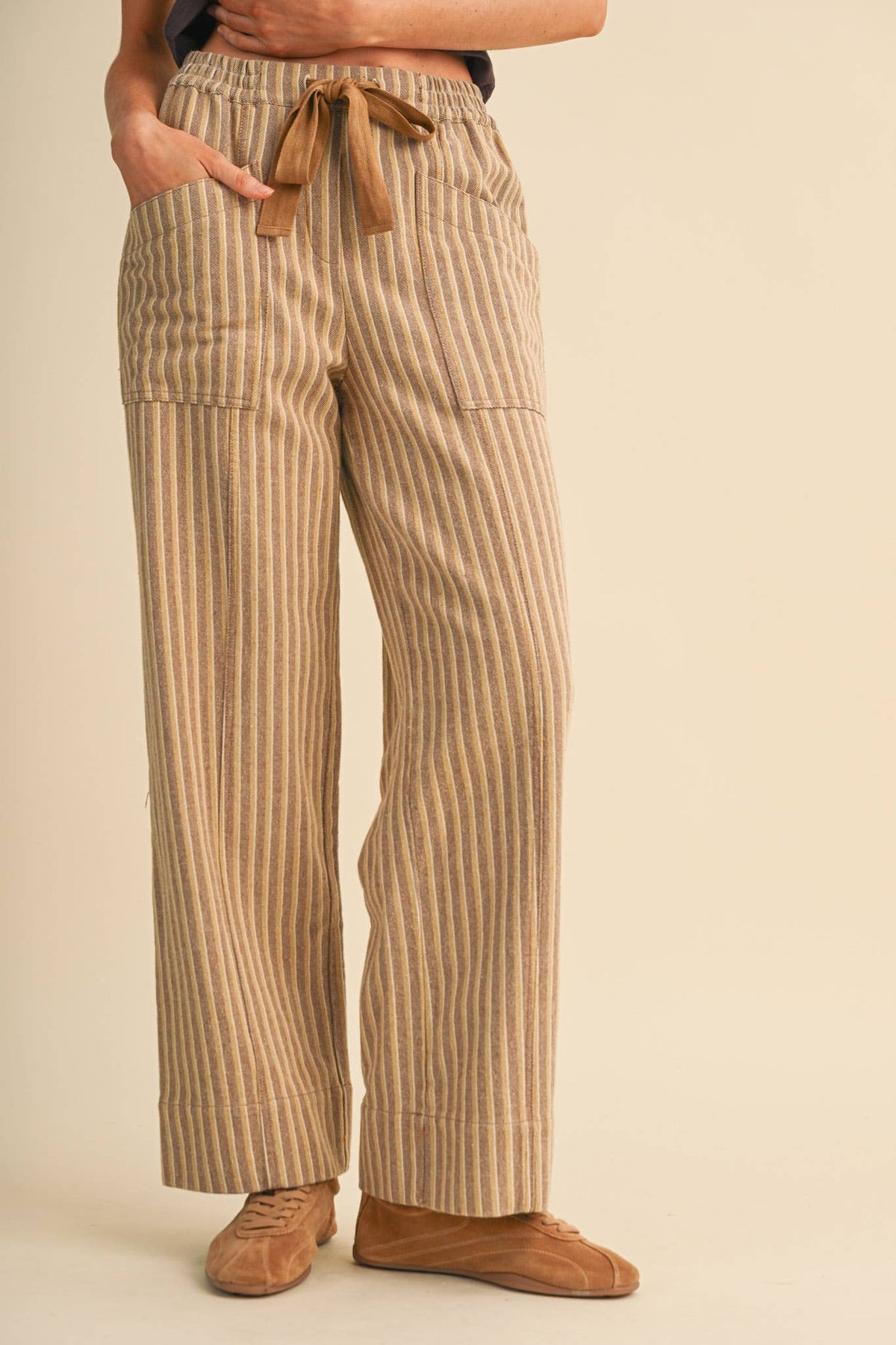 Striped Wide Leg Drawstring Pants