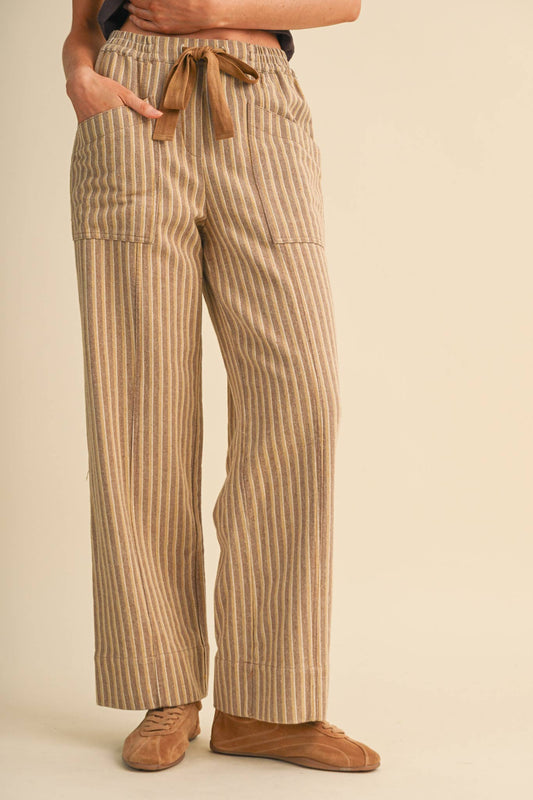 Striped Wide Leg Drawstring Pants