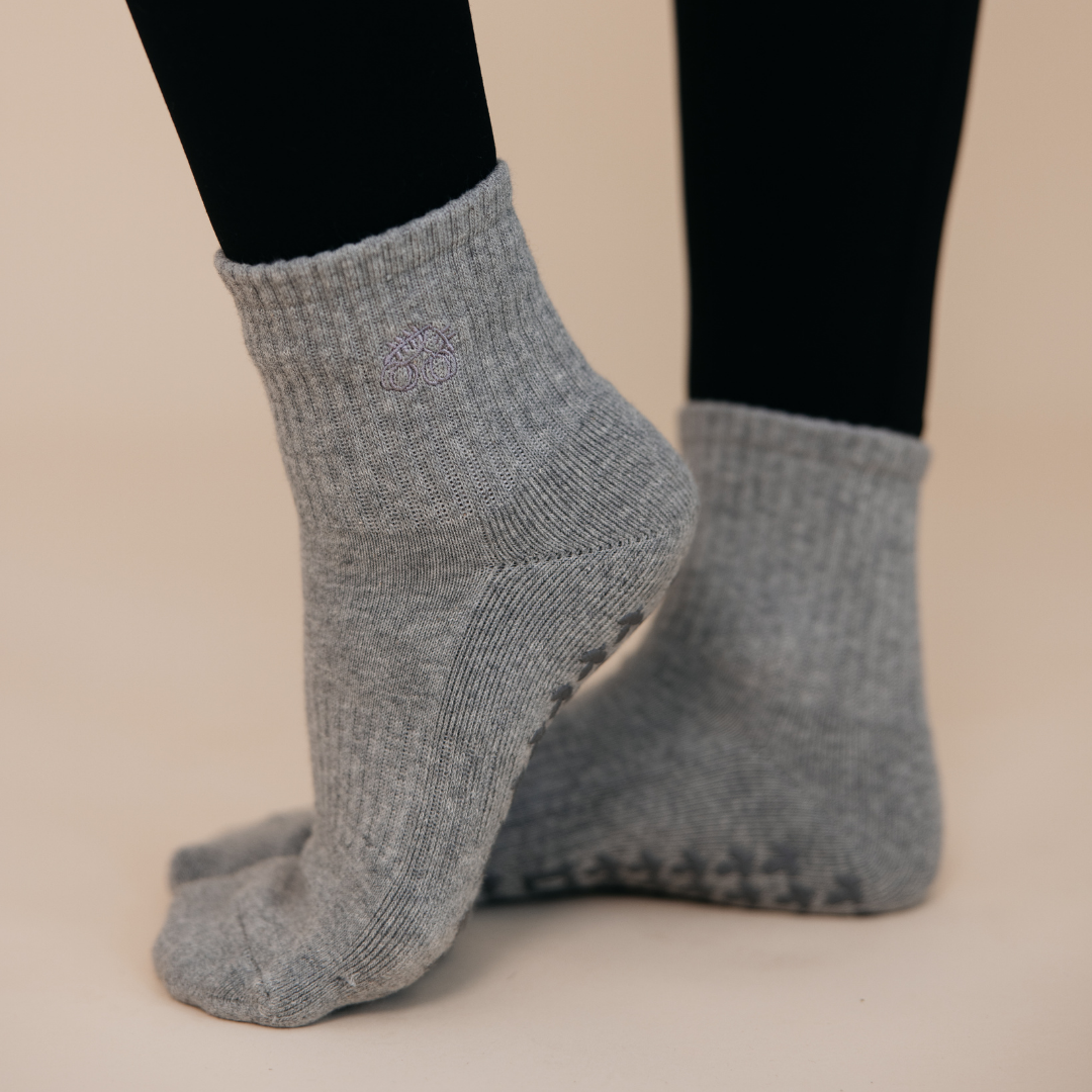 Grey Neutral Pilates Grip Socks