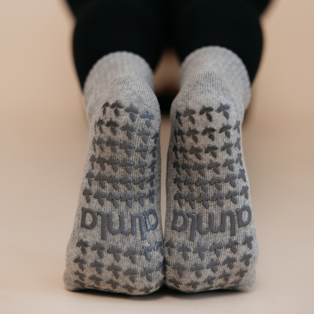 Grey Neutral Pilates Grip Socks