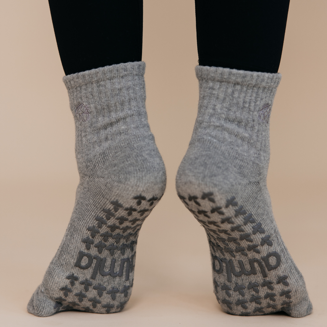 Grey Neutral Pilates Grip Socks