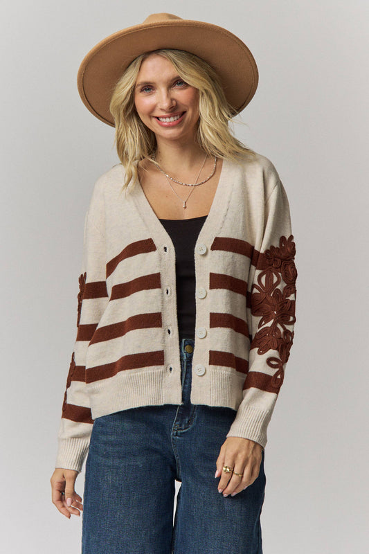 Classic Striped Button Down Cardigan