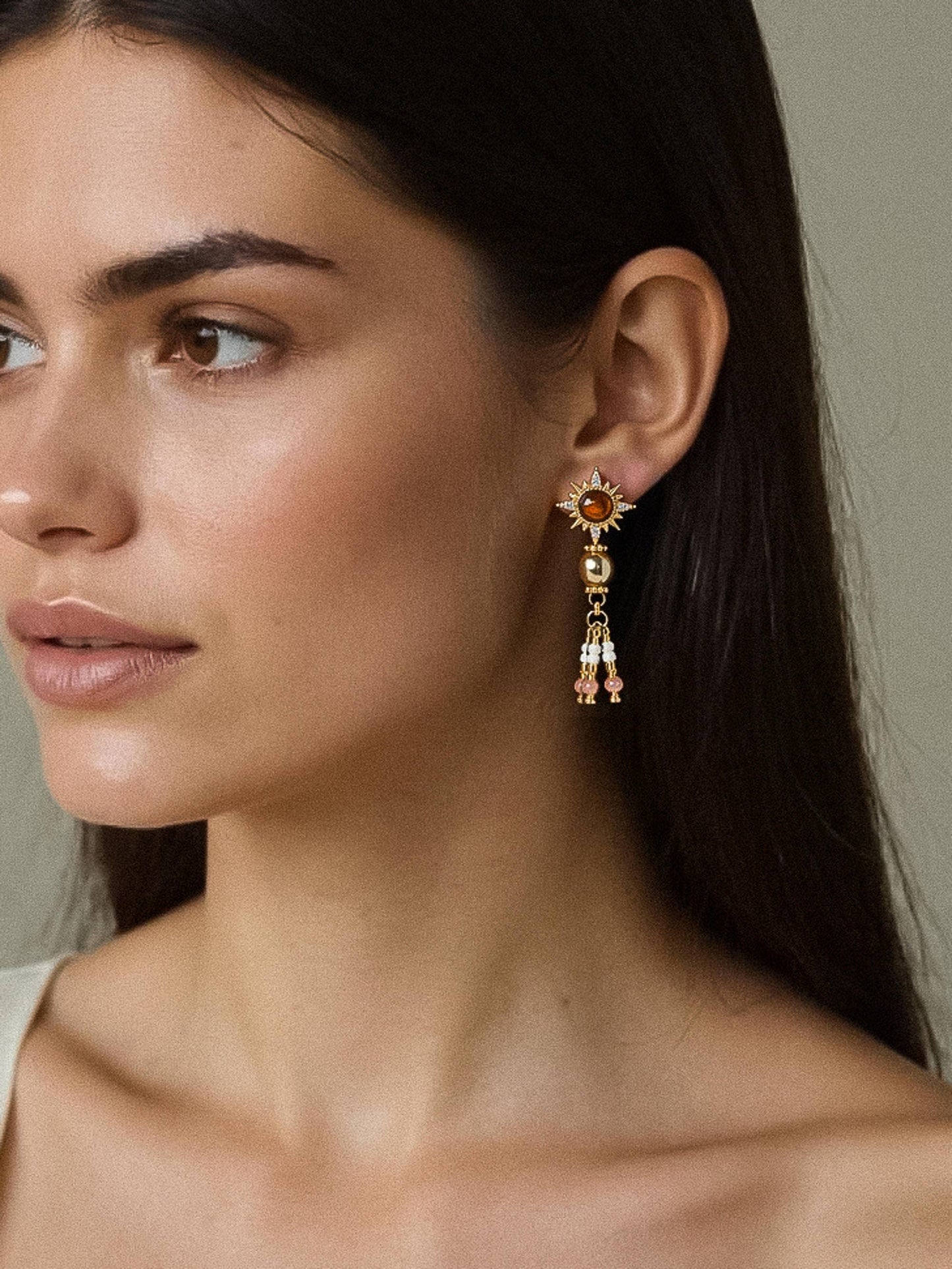 Lalique 18K Gold Vintage Pearl Sunburst Drop Earrings