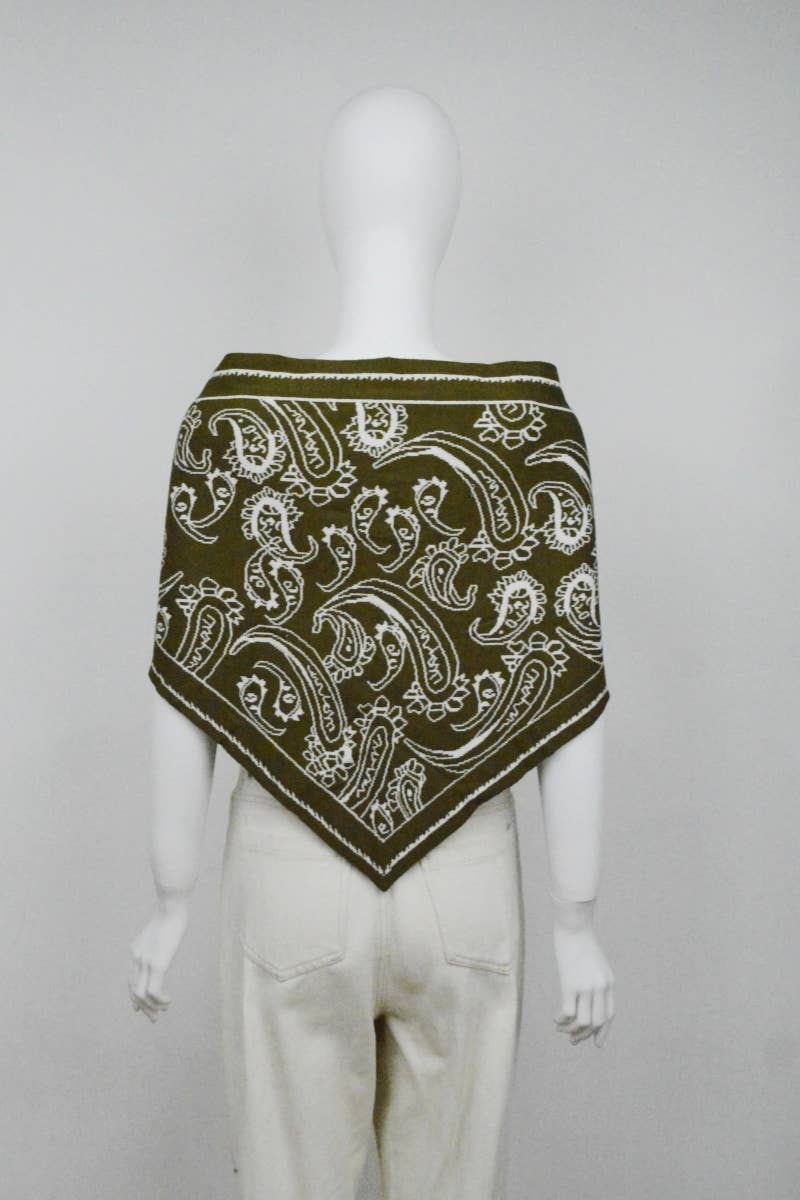 Paisley Knit Triangle Scarf- Burgundy, Olive, Black, Mocha