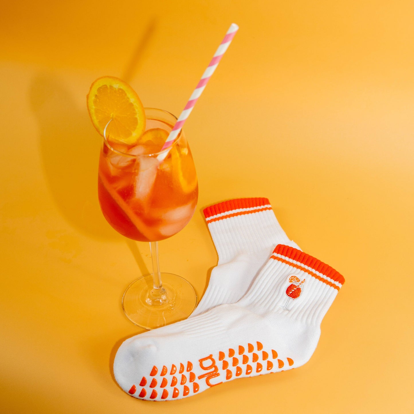 Aperol Spritz Cocktail Pilates Grip Socks