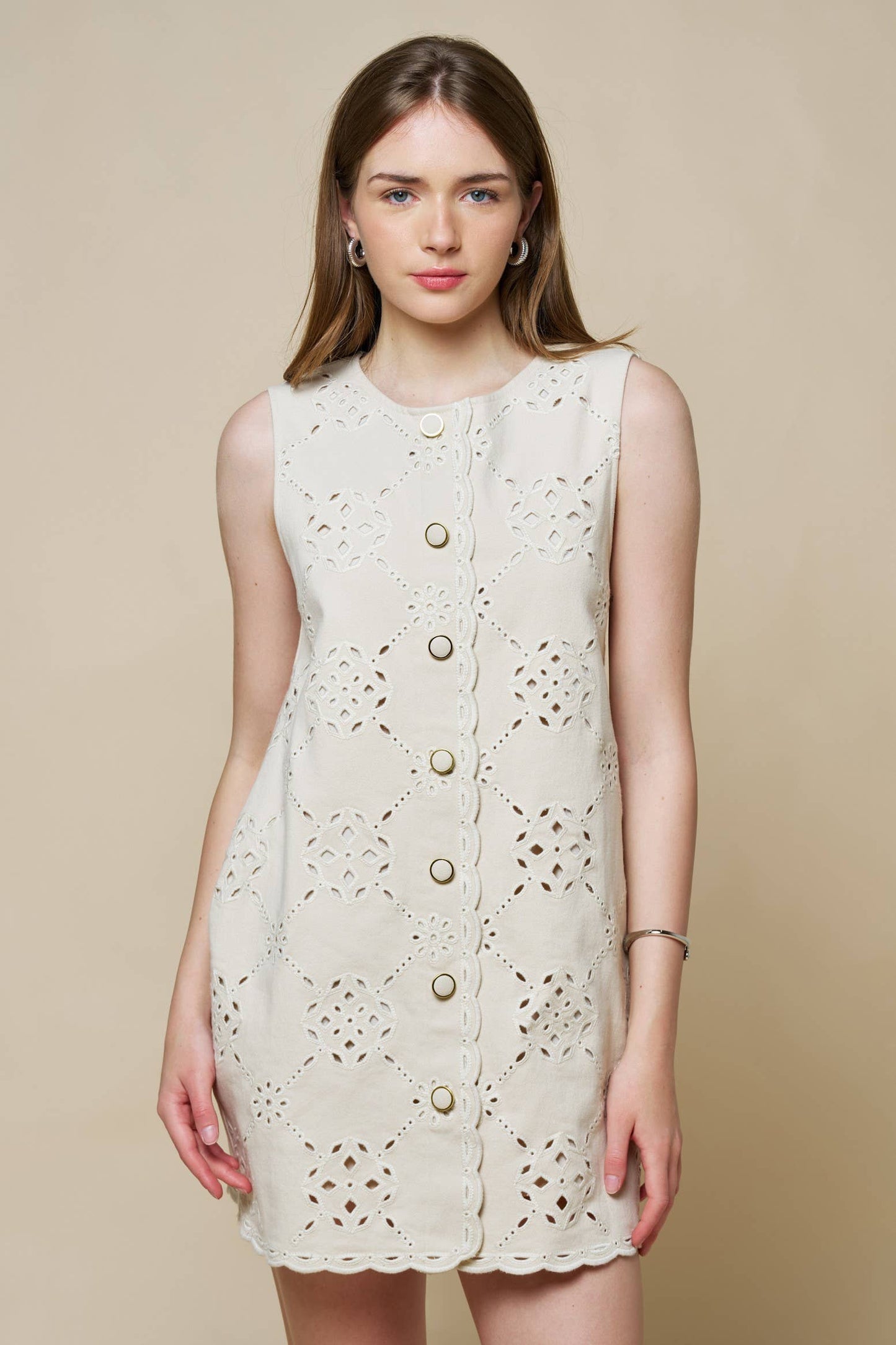 Denim Button Down Mini Shift Dress