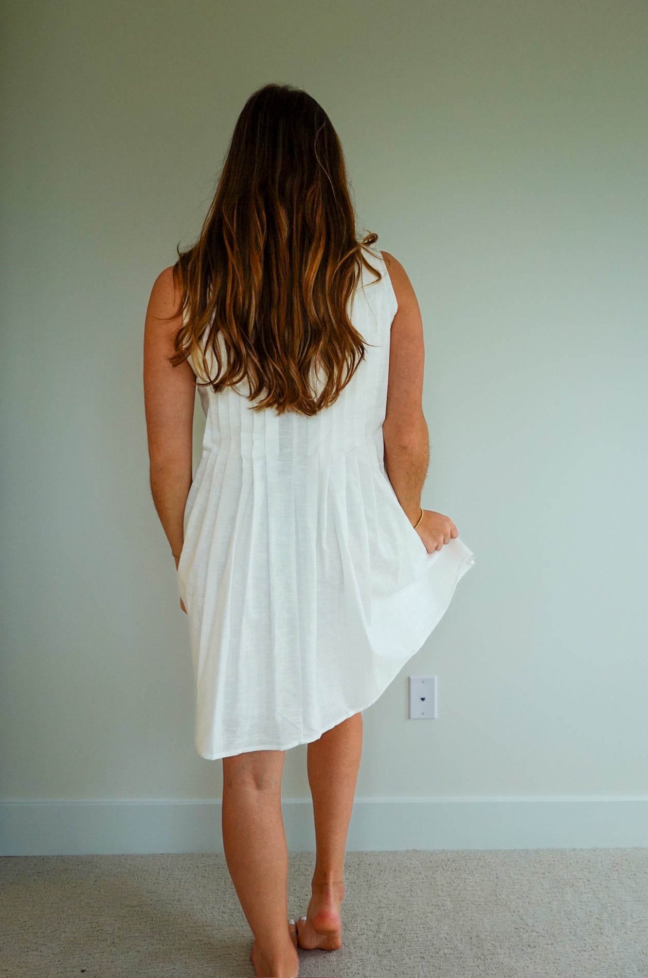 Bow Detail Pleated Mini Dress