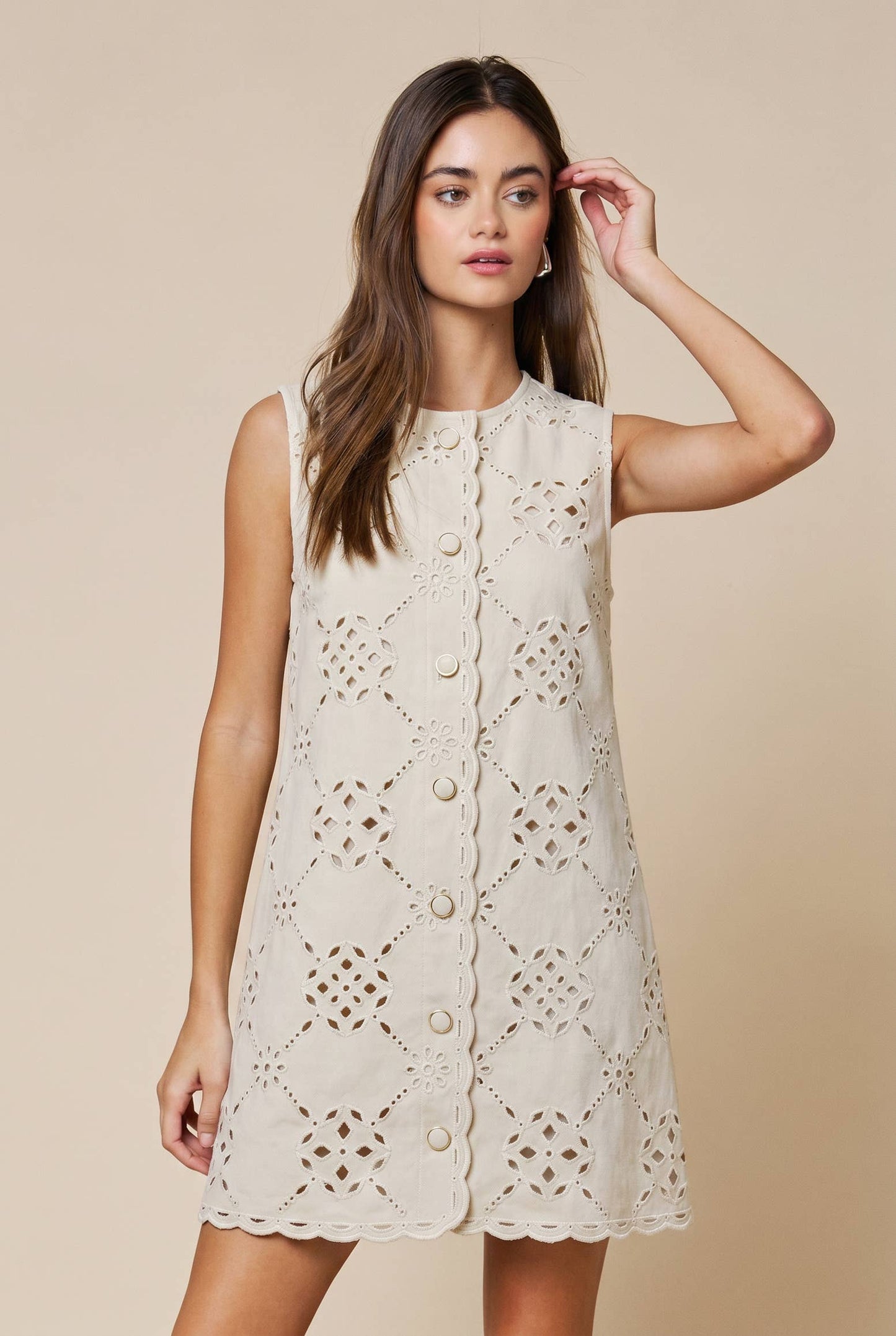 Denim Button Down Mini Shift Dress
