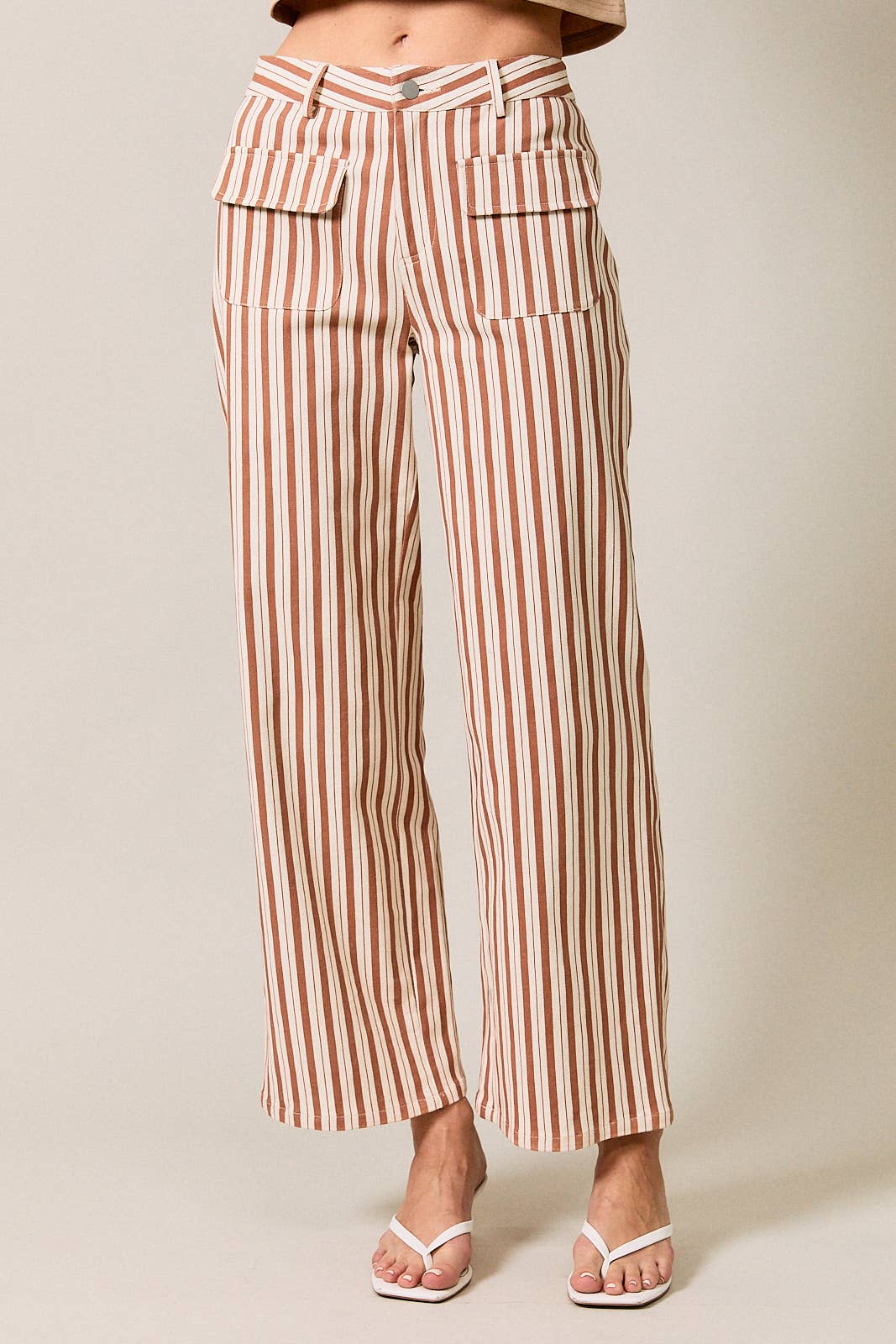 High Waist Striped Pocket Pants