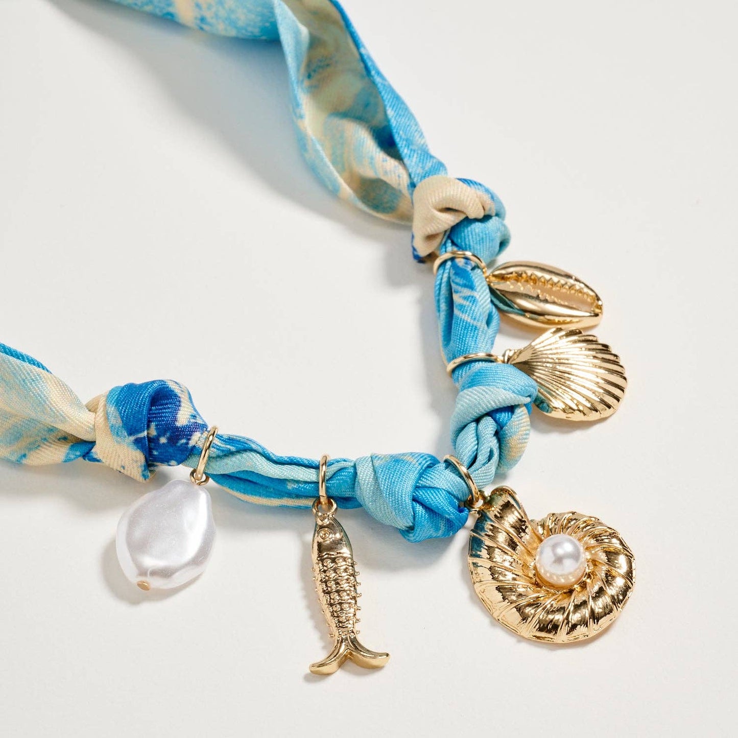 Blue Ocean Charm Scarf Necklace