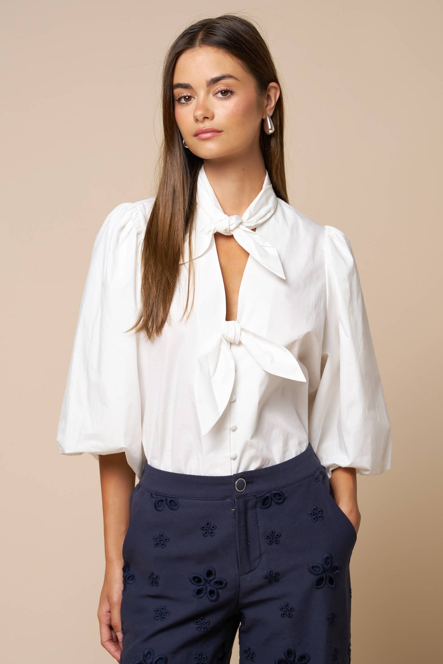 Puff Sleeve Button Down Blouse