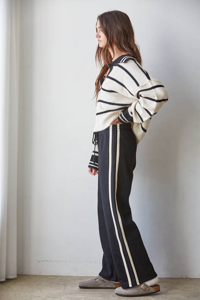 Striped Knit V-NeckSweater