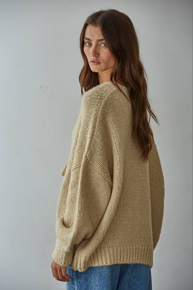 Tie Front Knit Cardigan Sweater