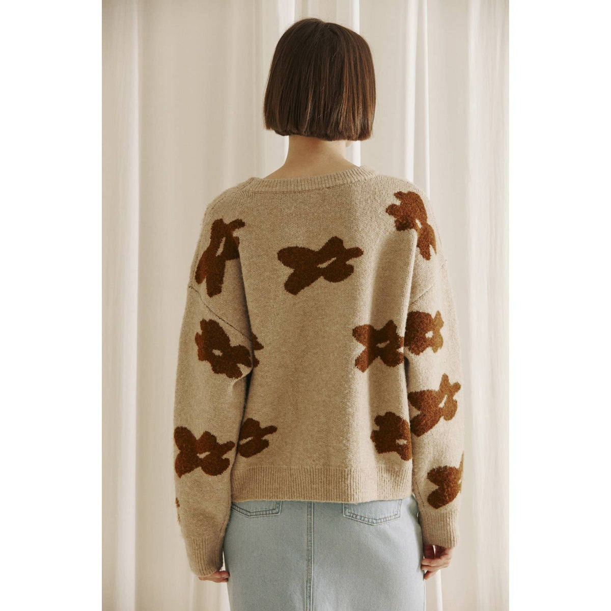 Floral Print Knit Sweater