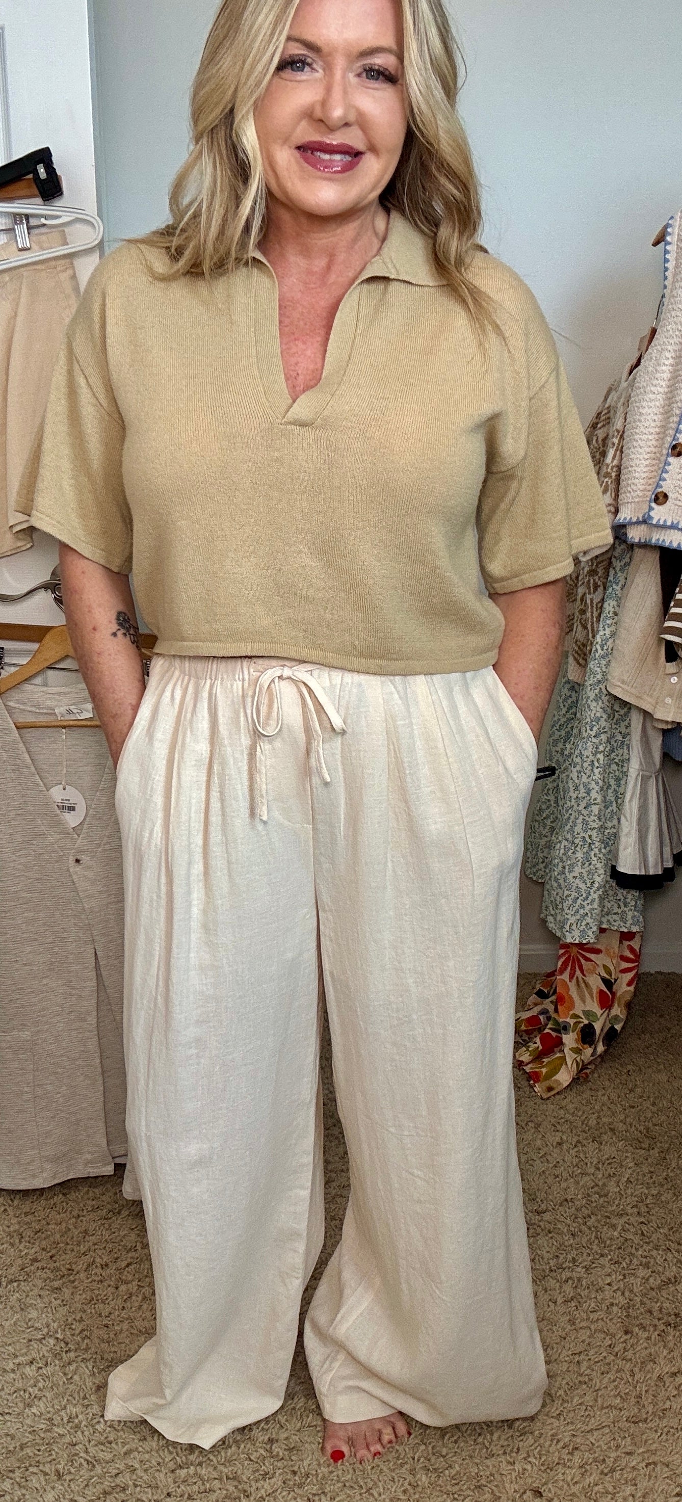 Waist Tuck Pleated Linen Pants