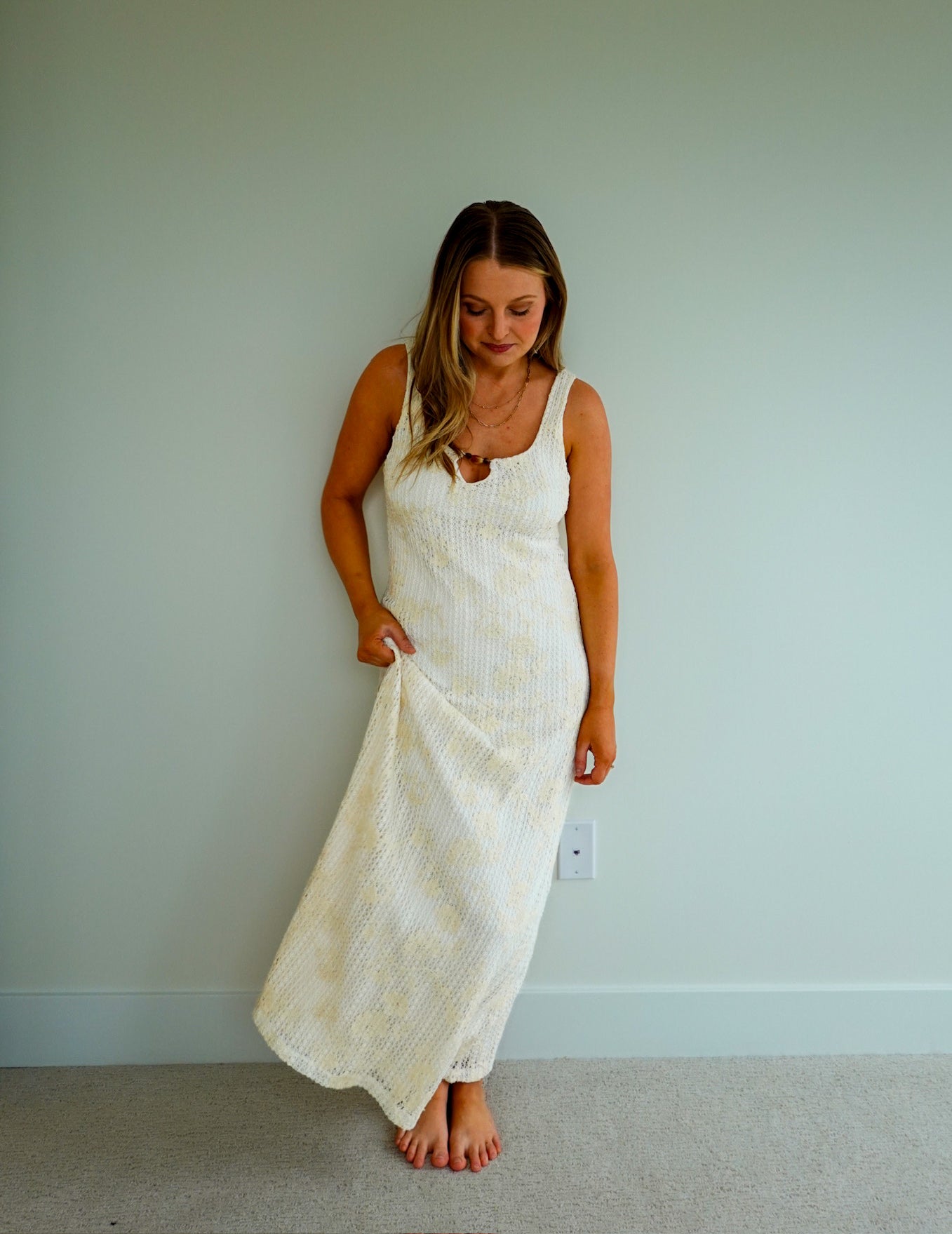 Floral Fauxchet Jacquard Dress