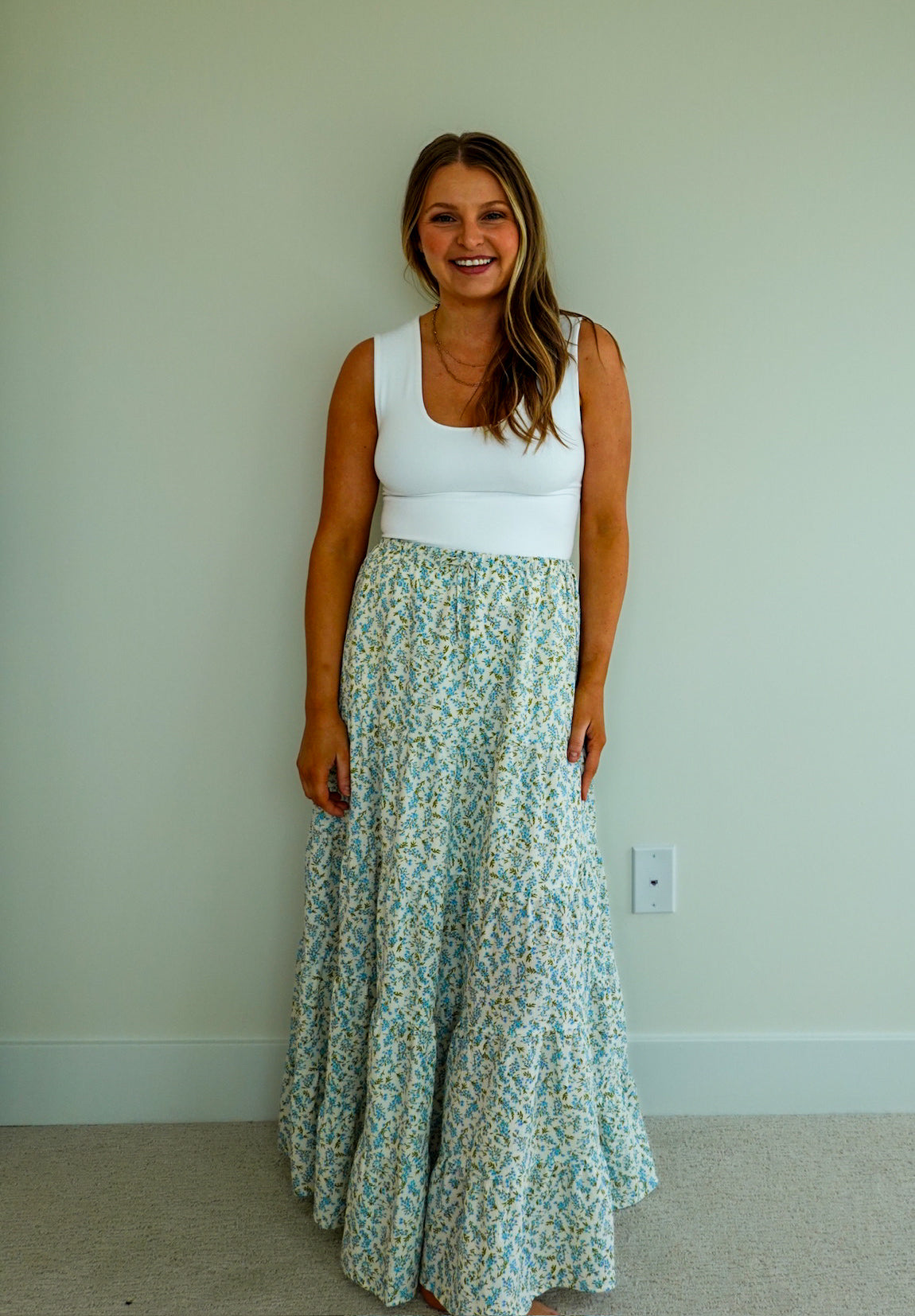 Floral Tiered Maxi Skirt