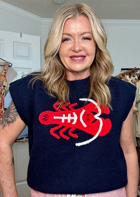 Embroidered Lobster Design Sweater