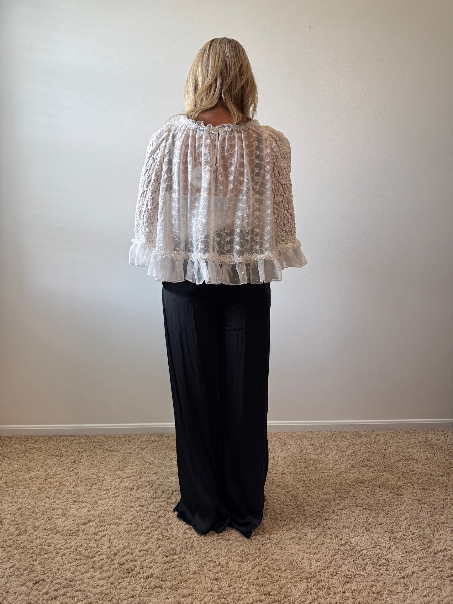 Satin High Waisted Trousers With Front Silt