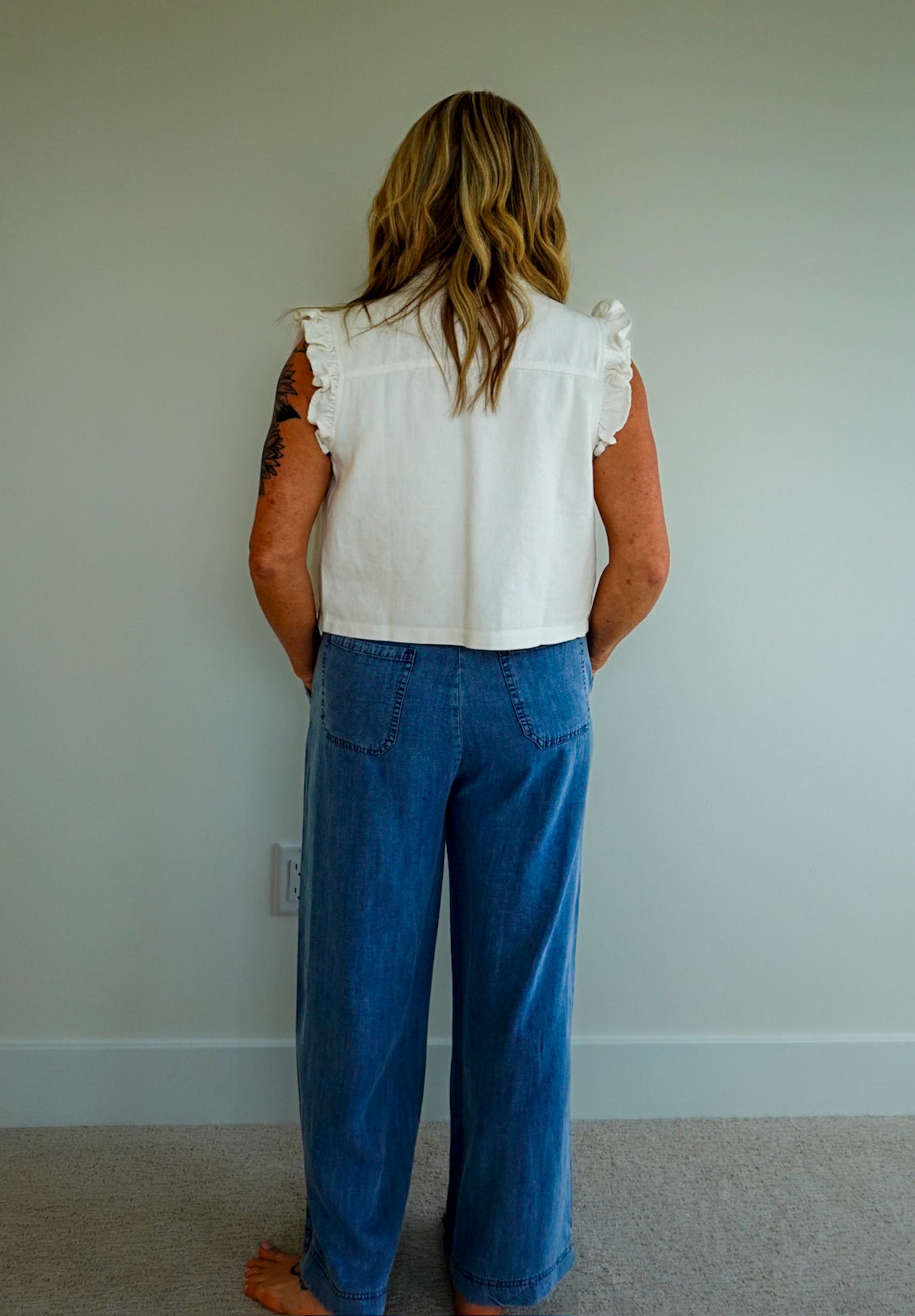 Ruffle Sleeve Button Down Vest
