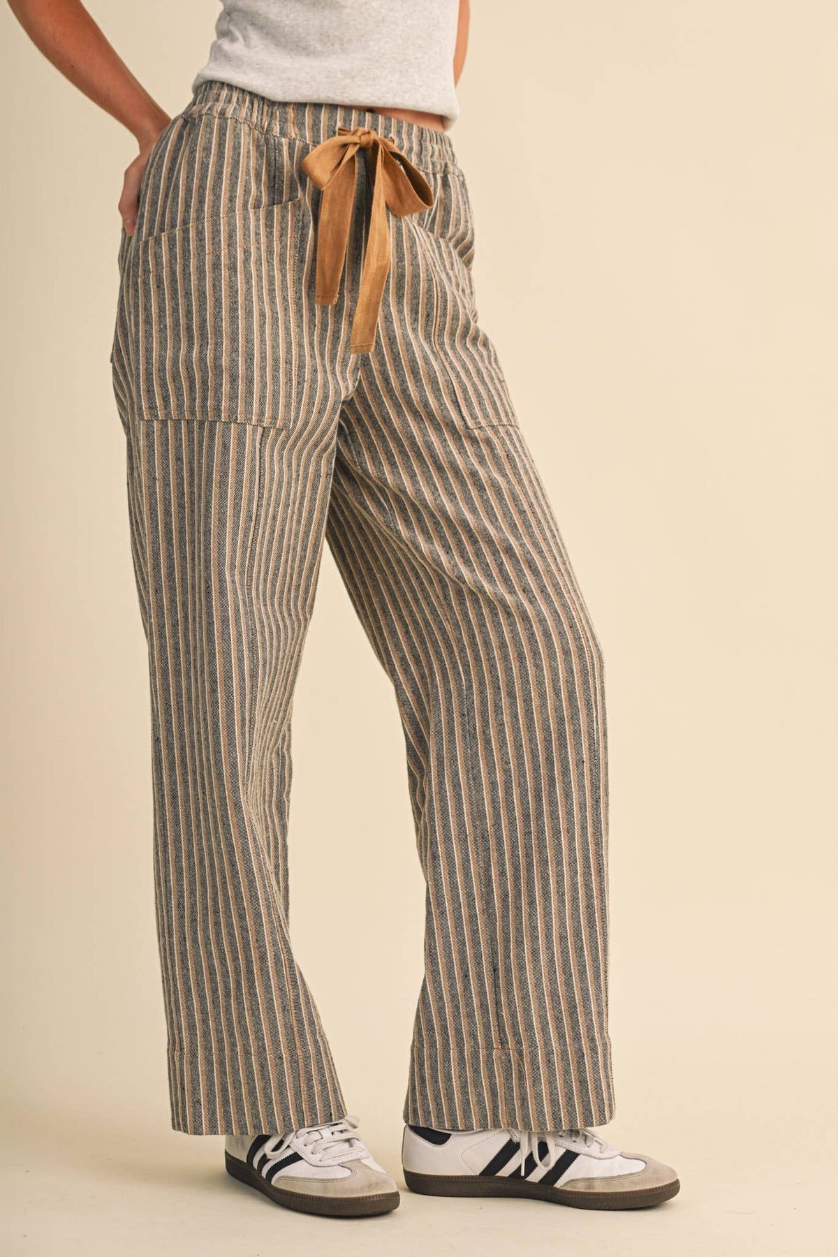Striped Wide Leg Drawstring Pants