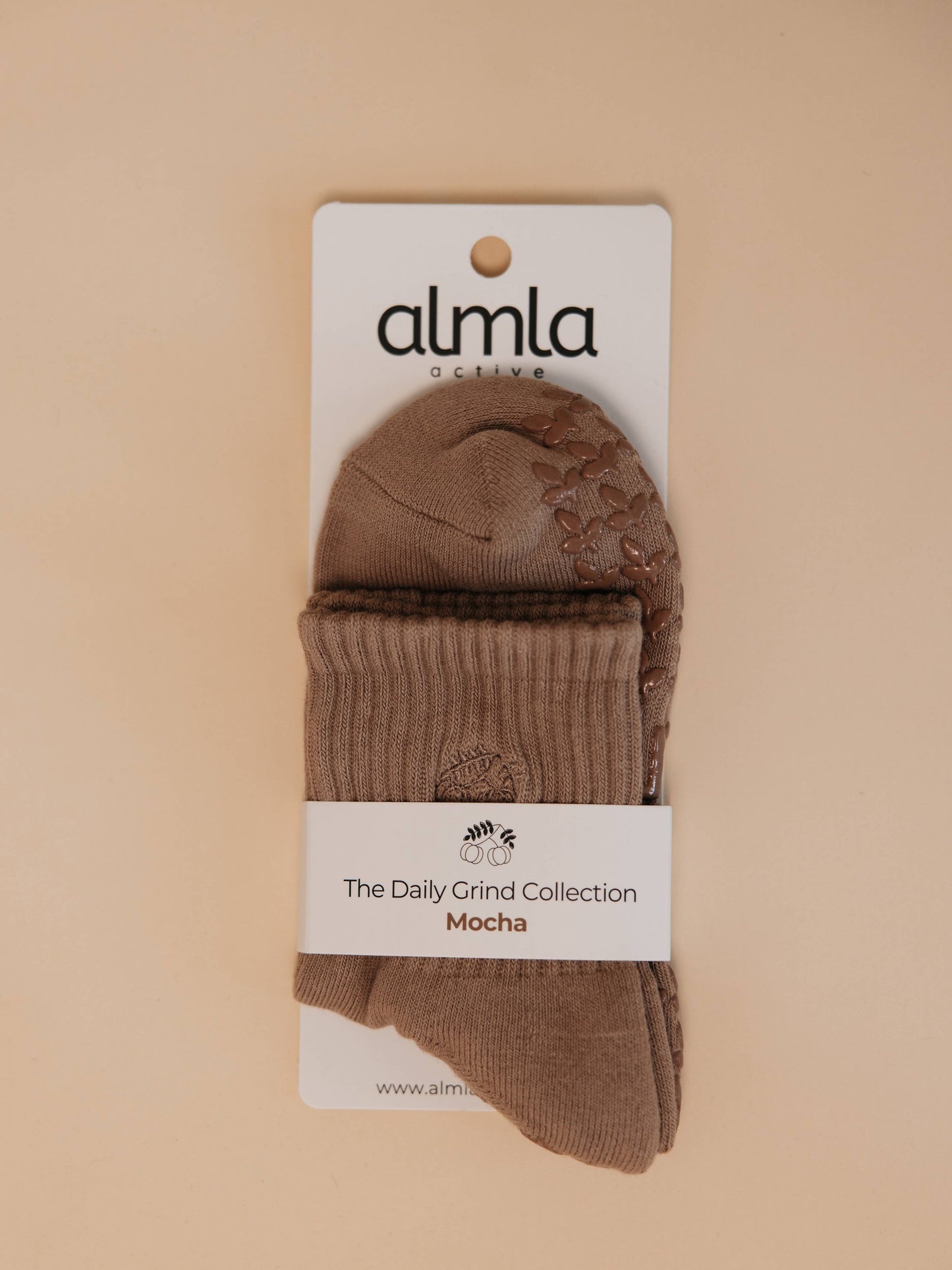 Light-Brown Neutral Pilates Grip Sock - Daily Grind