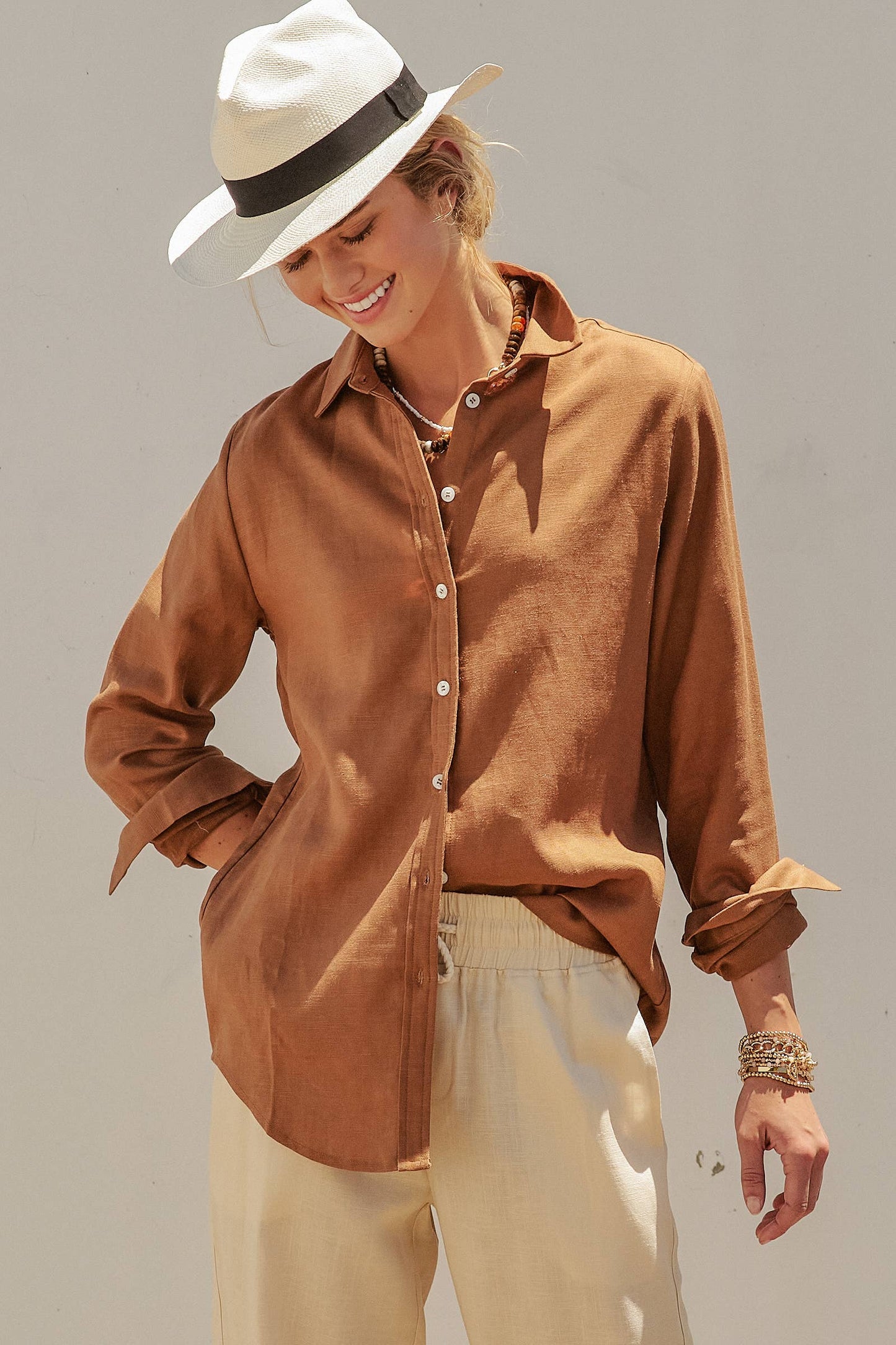 Linen Long Sleeve Button-Down Shirt