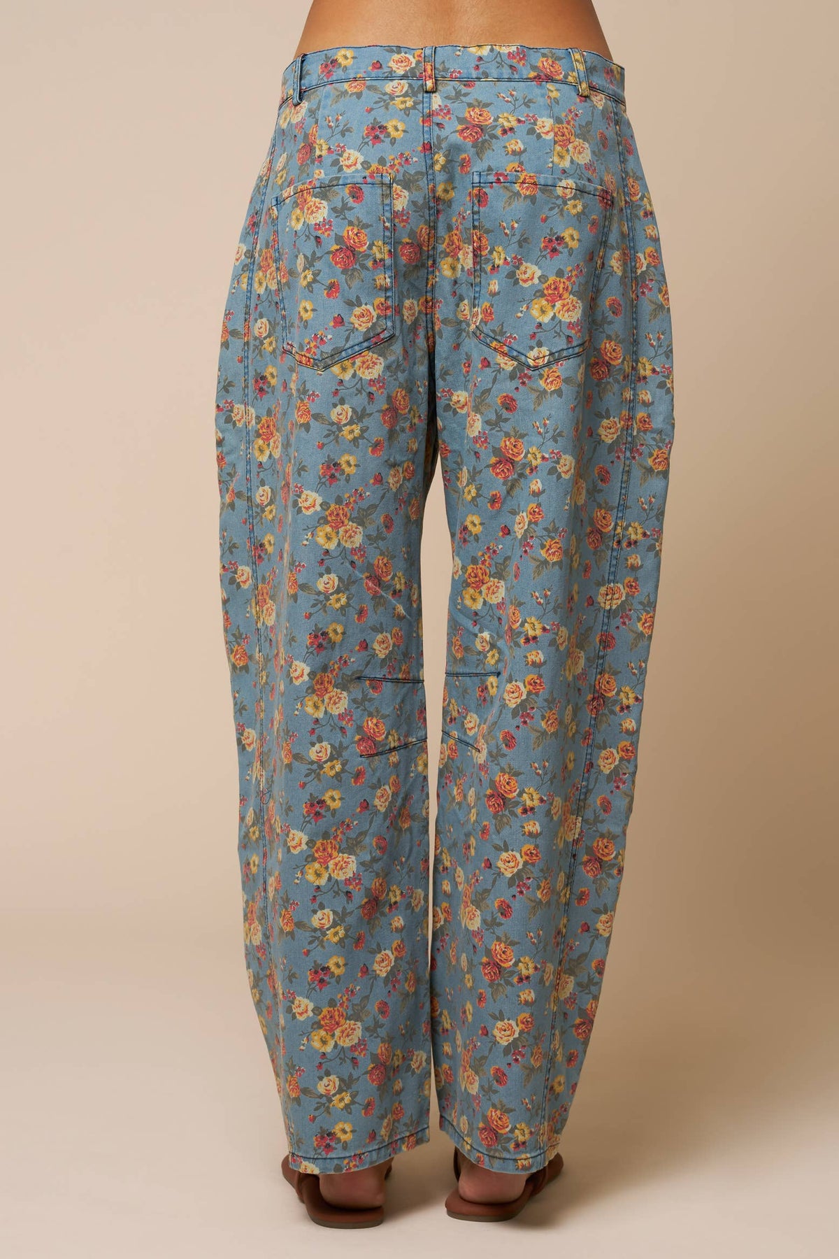 Floral Wide Leg Denim Pants
