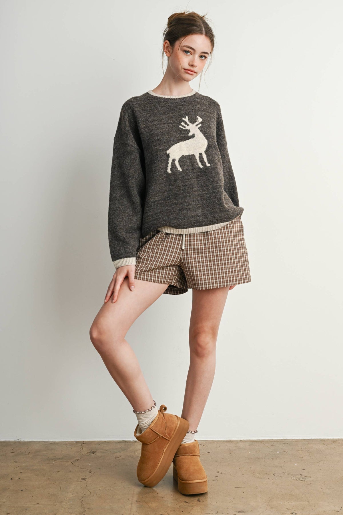 Reindeer Graphic Knit Sweater