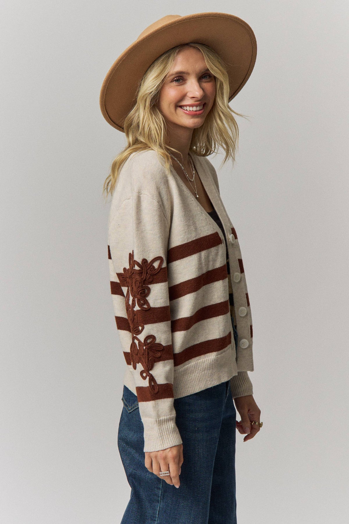 Classic Striped Button Down Cardigan